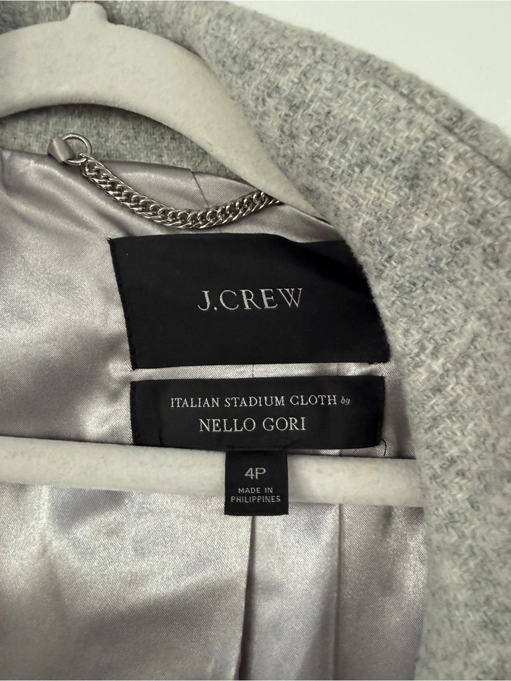 J. Crew Light Gray Wool-Blend Pea Coat with Stand Collar - Picture 4 of 6